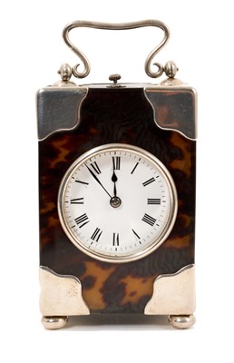 Lot 652 - Late Victorian Asprey silver mounted tortoiseshell carriage clock