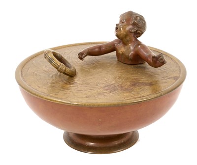 Lot 837 - Antique patinated bronze novelty bowl and cover