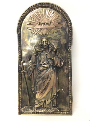 Lot 365 - Early 20th century silver plated on copper tabanacle door