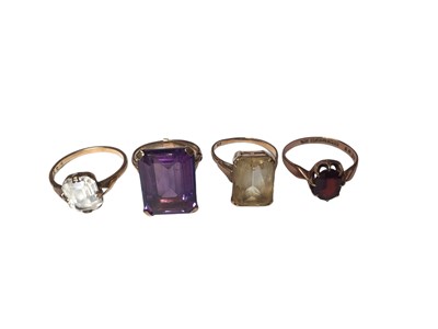 Lot 172 - Four 9ct gold gem set cocktail/ dress rings