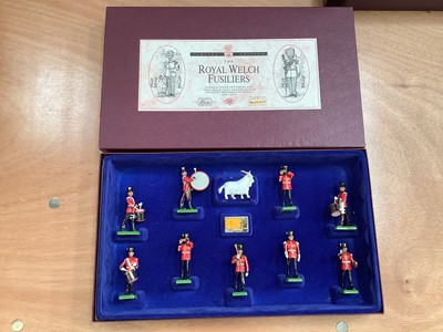 Lot 1931 - Three Britians Toy Soldier sets The Regimental Band of the Royal Scots Dragoon Guards No 1613/2000, Royal Welsh Fusiliers 3837/6000. All the Queens Men 8007, all boxed (3)