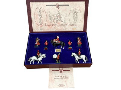 Lot 1932 - Three Britians Toy Soldiers Sets The Regimental Band of The Rotal Scots Dragoon Guards 4470/7000 (2 Riflemen in place of 2 drummers), The 22nd Cheshire No 4317/7000, all boxed