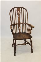 Lot 1666 - 19th century ash and elm Windsor elbow chair...