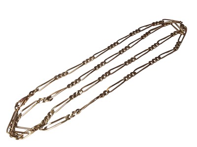 Lot 150 - 9ct gold flat long and short curb link chain