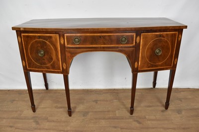 Lot 1271 - George III inlaid mahogany and satinwood inlaid bowfront sideboard