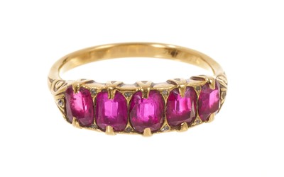 Lot 547 - Late Victorian ruby five stone ring