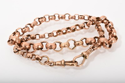 Lot 553 - Edwardian 9ct rose gold graduated belcher link chain