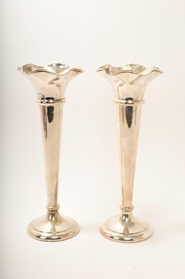 Lot 301 - Pair of very large silver spill vases