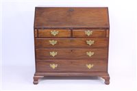 Lot 1677 - Good large George II mahogany bureau, the...