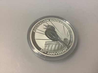 Lot 538 - Australia - Kookaburra 30th Anniversary 10 Dollars 10oz fine silver coin 2020 (N.B. Uncased & without Certificate of Authenticity) (1 coin)