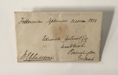 Lot 1442 - Autograph William Gladstone signed letter dated 16-9-1833 & also signed envelope to Viscount Canning (2)