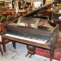 Lot 1678 - Good late 19th century rosewood grand piano,...