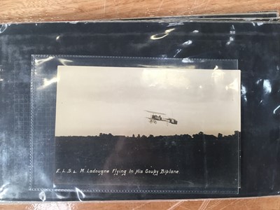 Lot 1443 - Aviation collection of postcards including Doncaster Aviation meeting 1909, Bleriot Monoplane flown by Paul de Lesseps (x4), Blackpool Flying Carnival McArdle in flight plus others, First UK Aer...