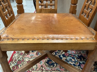 Lot 1206 - Robert ‘Mouseman’ Thompson oak desk and leather desk chair