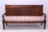 Lot 1680 - Large 19th century pine settle with panelled...