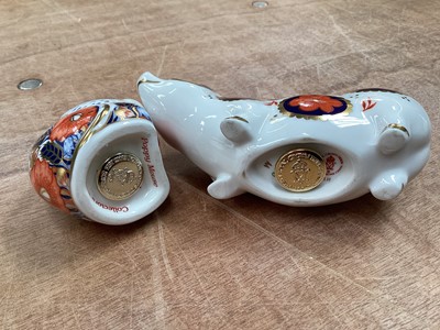 Lot 1217 - Five Royal Crown Derby paperweights to include Poppy Mouse and Pig