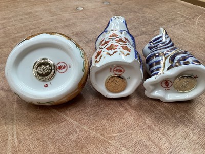Lot 1217 - Five Royal Crown Derby paperweights to include Poppy Mouse and Pig