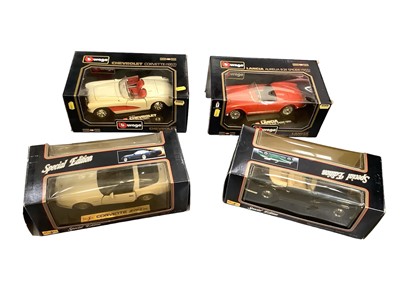 Lot 1962 - Group of diecast model vehicles including Burago and a Maisto Yamaha motorcycle in incorrect factory box.