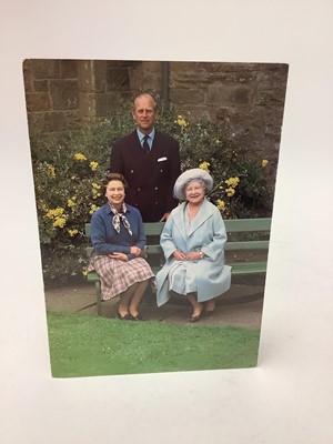 Lot 8 - H.M. Queen Elizabeth II and H.R.H. The Duke of Edinburgh, signed 1985 Christmas card with gilt embossed Royal cyphers to the interior cover, colour photograph to the cover of the Royal couple wi...