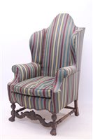 Lot 1684 - William & Mary-style wing armchair with high...