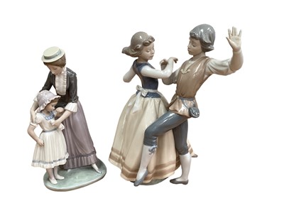 Lot 1227 - Four Lladro porcelain figures including dancing couple and mother and child