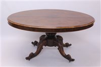 Lot 1685 - Early Victorian rosewood loo table, the oval...