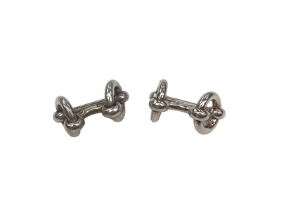 Lot 189 - Pair of Hermès silver horsebit style cufflinks (London 2005)