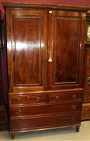 Lot 1689 - William IV mahogany linen press with gadrooned...