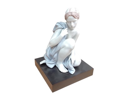 Lot 1248 - Lladro limited edition porcelain figure of a semi clad female on plinth base, no.571, by Alfredo Ruiz, 24cm high