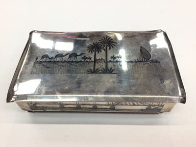 Lot 205 - Egyptian white metal niello work cigarette box