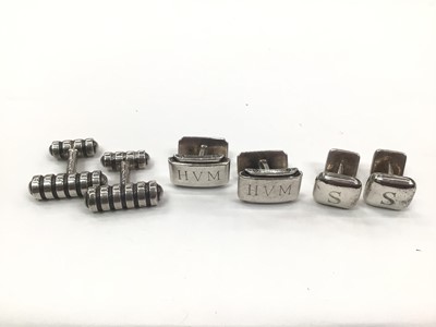 Lot 194 - Three pairs of Tiffany & Co silver cufflinks to include a pair signed Paloma Picasso and two pairs with engraved initials