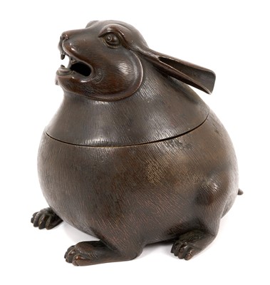 Lot 772 - A good quality 19th century Japanese bronze incense burner in the form of a hare