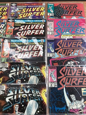 Lot 1748 - Marvel Comics Fantasy Masterpieces starring the Silver Surfer (1979 - 1980). Issues 1 - 14, missing 4 and 12. Together with two issues of Silver Surfer #1 (1982). Also later issues of Silver Sur...