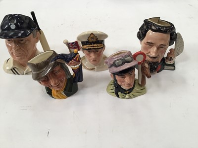 Lot 1264 - Collection of 20 Royal Doulton character jugs including Charles Dickens, W.G. Grace, The Golfer and The Hampshire Cricketer, some limited edition