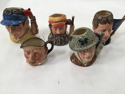 Lot 1264 - Collection of 20 Royal Doulton character jugs including Charles Dickens, W.G. Grace, The Golfer and The Hampshire Cricketer, some limited edition