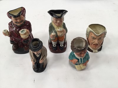 Lot 1267 - Collection of 29 Royal Doulton character and toby jugs including Winston Churchill, The Jester, The Librarian and Albert Sagger The Potter