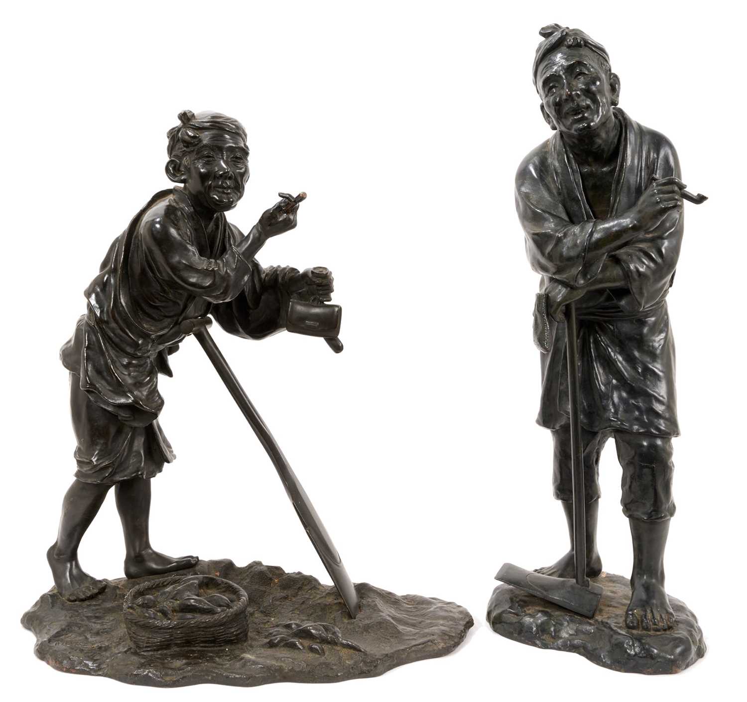 Lot 748 - Pair of Japanese Meiji period bronze figures