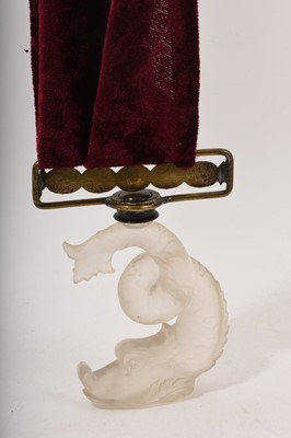 Lot 841 - Antique French classical dolphin frosted glass bell pull