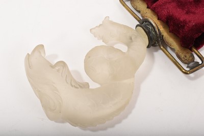 Lot 841 - Antique French classical dolphin frosted glass bell pull
