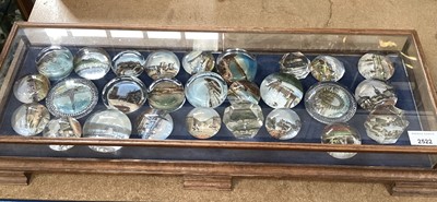 Lot 2522 - Glazed case containing paperweights