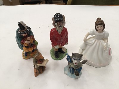 Lot 1271 - Collection of collectible figures, various manufacturers including Royal Doulton, Milldale pottery, Wade etc - 1 box