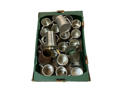 Lot 732 - Collection of military related pewter tankards (1 box).