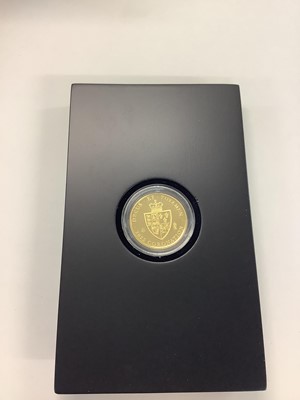 Lot 550 - Tristian Da Cunha - The East India Company, coronation of King Charles III gold proof Guinea 2023 (N.B. 22ct, Wt. 8gms and boxed with Certificate of Authenticity) (1 coin)