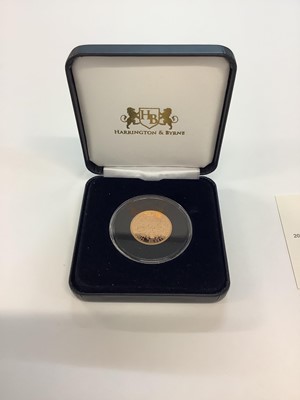 Lot 552 - Samoa - Harrington & Byrne coronation of King Charles III gold proof Quarter Ounce $50 Tala coin 2023 (N.B. Boxed with Certificate of Authenticity) (1 coin)