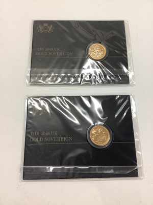 Lot 558 - G.B. - Uncirculated gold Sovereign's Elizabeth II 2018 x 2 (2 coins)