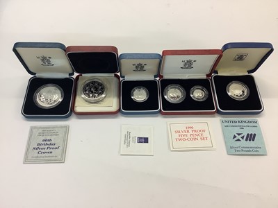 Lot 563 - G.B. - Royal Mint mixed silver proof coins to include £2 two coin set 1989, £2 Commonwealth Games 1986, One Pounds four coin collection 1984-87, 1983, 1984, 1986, 1987, 1988, 1989, 1990, 1991, 1...