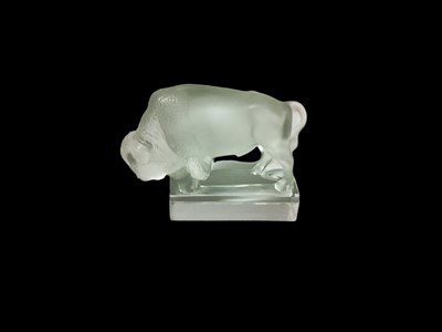 Lot 1279 - Lalique glass model of a Bison, signed Lalique France