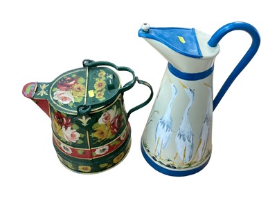 Lot 2571 - Two hand-decorated water jugs (one French and one barge wear)