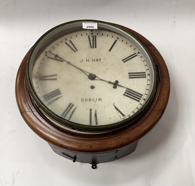 Lot 2585 - 19th century Irish oak cased wall clock