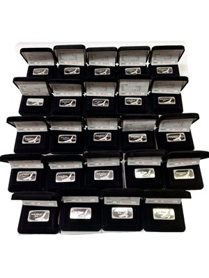 Lot 200 - Set of 24 Franklin Mint 'The New Millenium Group' proof .999 fine silver ingots, all cased with certificates